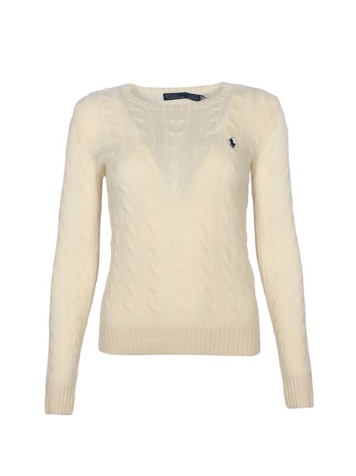 Maglia a trecce in lana e cashmere White POLO RALPH LAUREN | 211971865001
